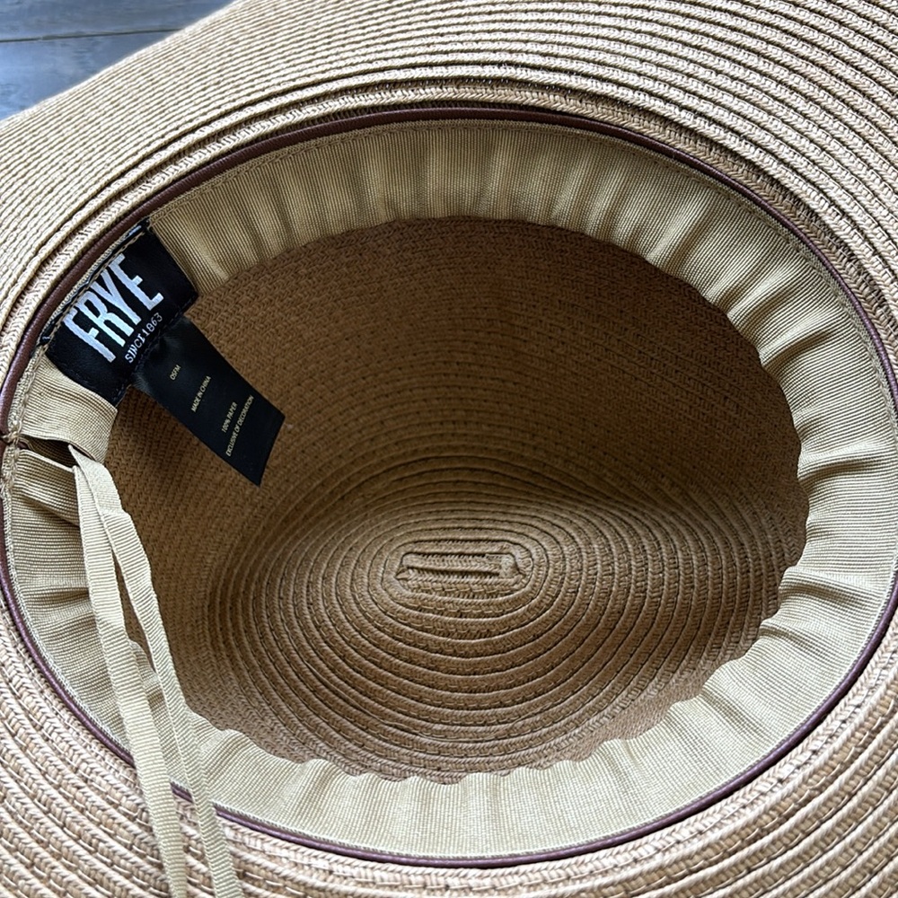 FRYE High Crown Western Natural 100% paper,adjustable,banded,studs,4.5” brim hat - Picture 7 of 9